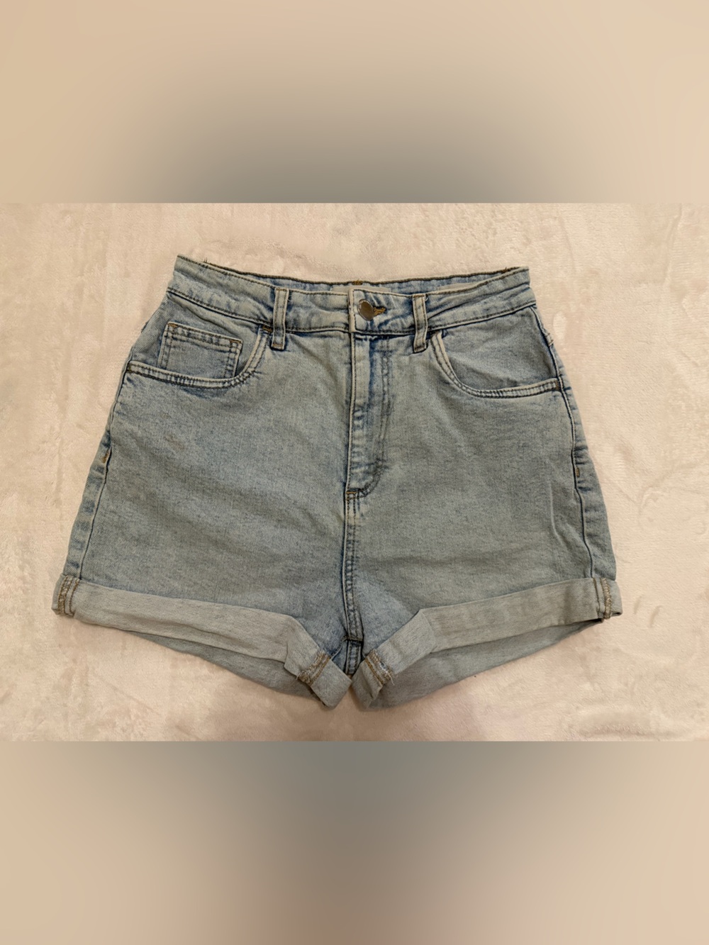 Cotton On Light Blue Rolled Hem Denim Shorts